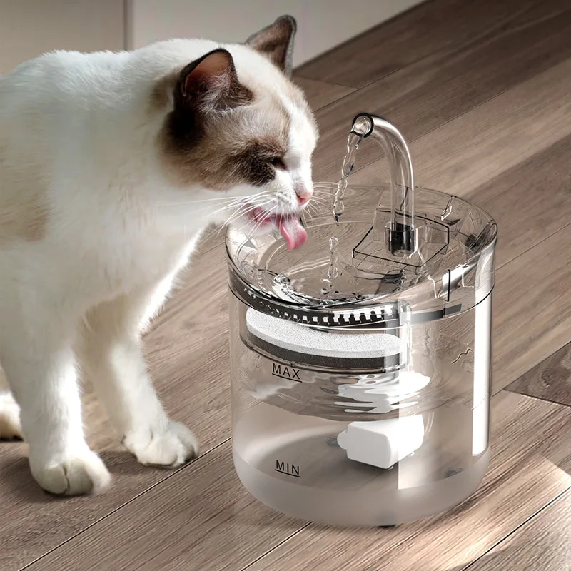 

New Arrival Customizable Logo Smart Mute Cycler Filter Waterer Automatic Pet Cat Water Fountain, Fully transparent