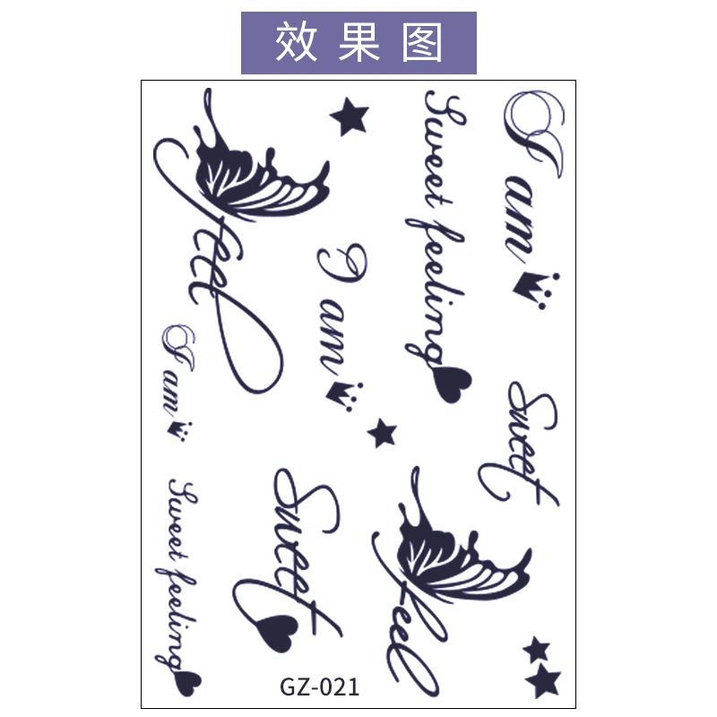 

Cool Design English Letters Waterproof Temporary Tattoo Sticker semi permanent, Cmyk
