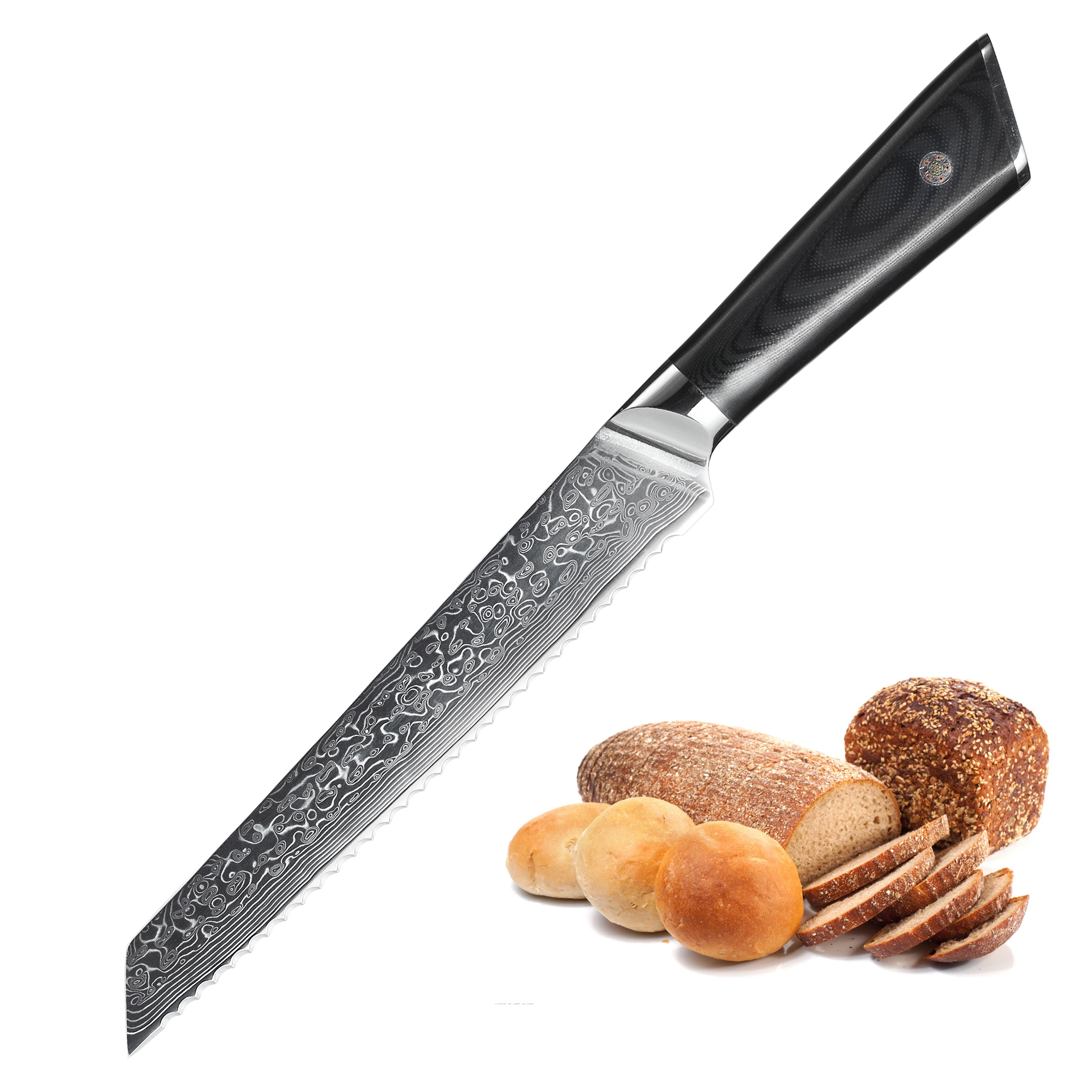 

wholesale damast steel vg10 blade 20cm customized bread knife