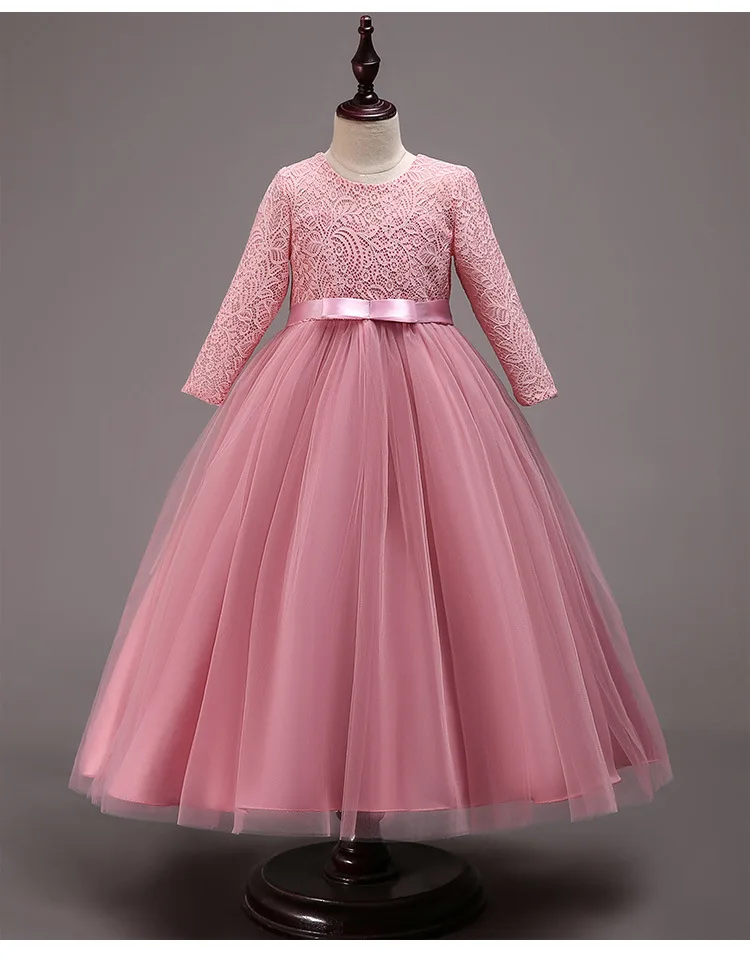 

Europe and America girls mesh costume birthday party round collar sleeveless flower bow princess dresses for party, As show