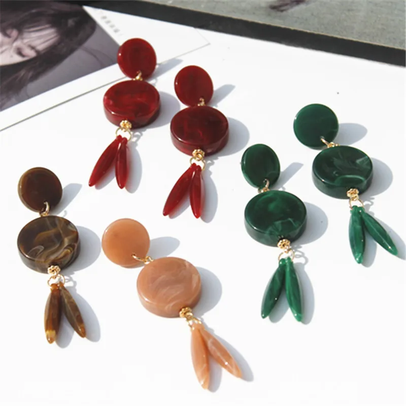 

Wholesale Factory Price Resin Round Shaped Pendants Earrings Four Colors Acrylic Round Circle Drop Earrings, Picture shows/custom color