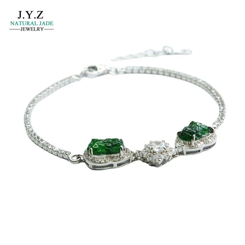 

S925 Silver Inlay Natural Emerald Bracelet Ice-Like Emperor Green Tea Factory Live Delivery FC3041706