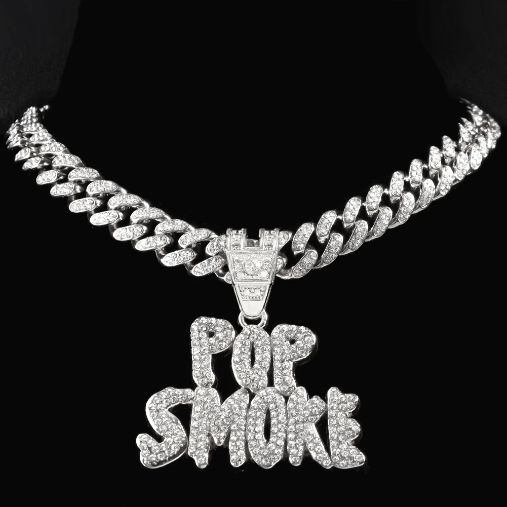 

New Arrival Stainless Steel Chain Letter Necklace For Men Rapper Jewelry Pop Smoke Letter Pendant Necklace Choker, Gold silver plated