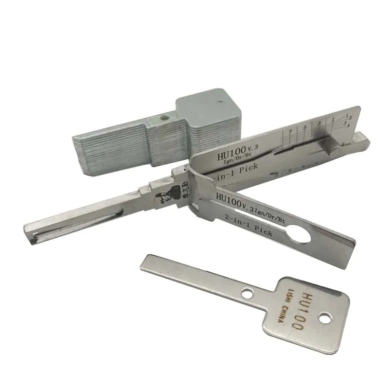 

New HU100 Lishi Lock Pick Tool 2 in 1 Car Door Lock Pick Decoder Unlock Tool Lock Picks, Silver