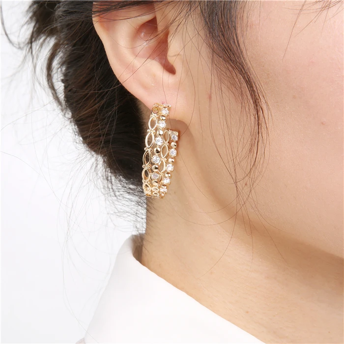 

XuQian 2021 Korean New Design Cheap CC Zircon Women Earrings, Silver&gold