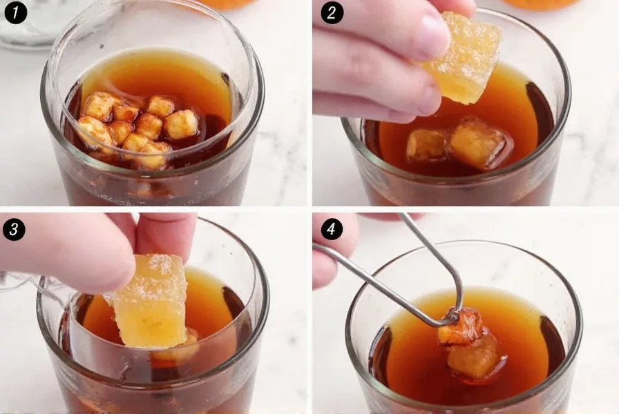 Step-by-step preparation of Flaming Dr Pepper cocktail showing sugar cube soaking in rum before ignition