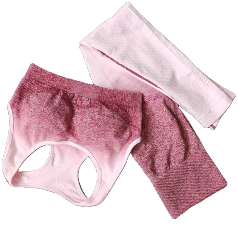 

Nylon sport suit popular style gradual color bra exercise fitness seamless trousers two-piece yoga suit, As picture