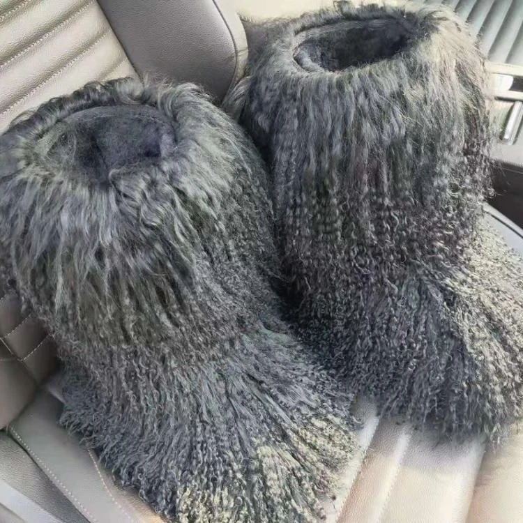 

Factory direct cheap antislip sexy hairy women snow boots Custom ladies cow suede with colorful winter snow boots