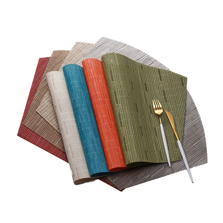 

50% OFF Hot Selling Bamboo Pattern Anti-slip Waterproof Anti-scald Pvc Teslin Woven Fan-shaped Placemat, Multiple colour