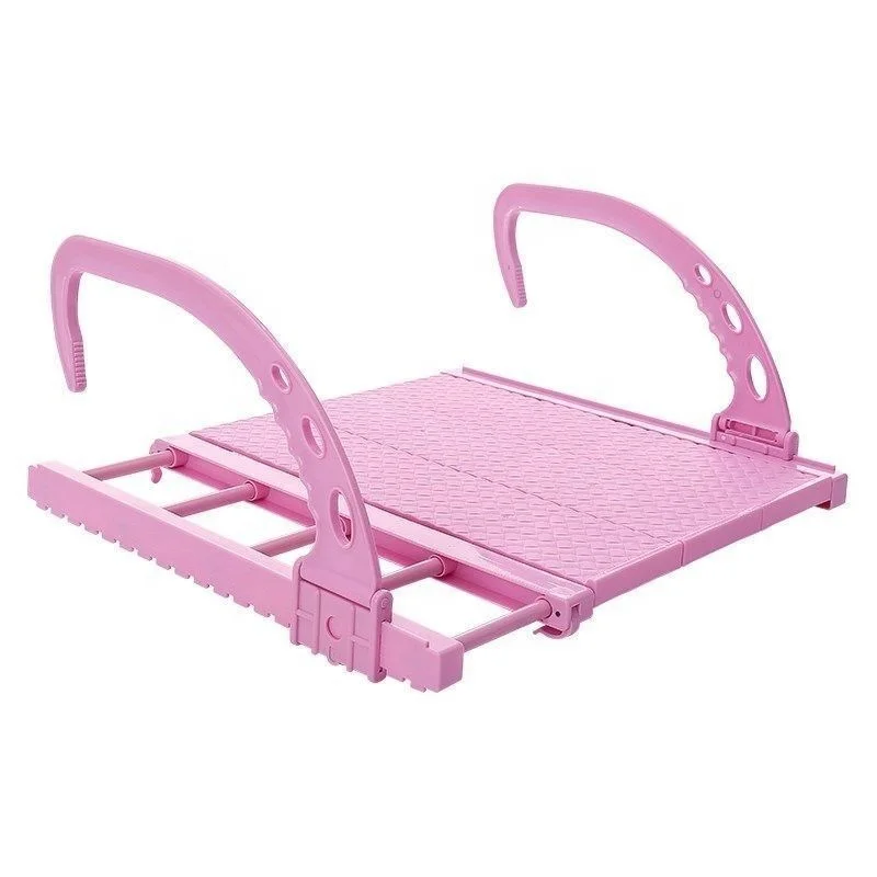 

New Bathroom Kitchen Towel Hanging Window Sill Drying Shoe Rack Amazon foldable Extendable Folding clothes Drying Rack hanger, Pink