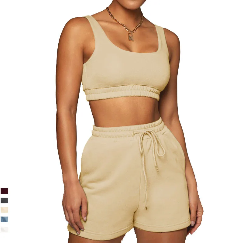 

2021 Custom Logo Gym Wear Suit For Women Butt Lift Gym Plus Size Buckle Back Athletic Fitness Yoga Shorts Set Cycling Wear, Customized colors