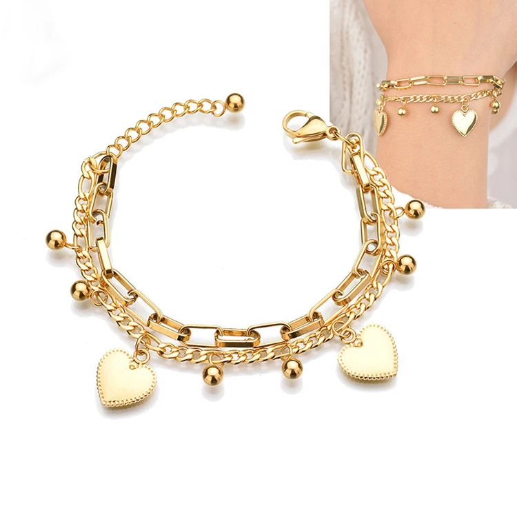

Wholesale New Arrive Couple Bracelet Bangle Gift Love Heart Bracelets for Women Stainless Steel Jewelry, As picture