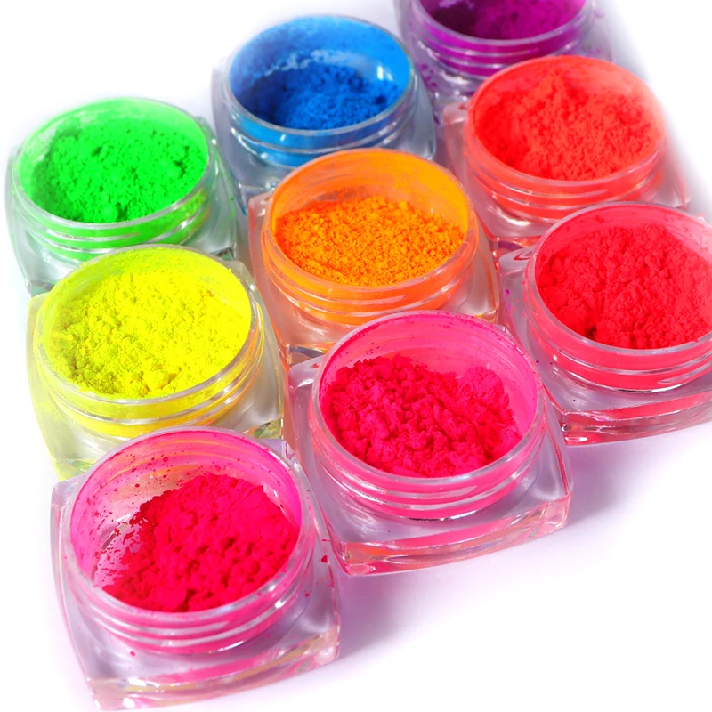 

9 Colors/set Fluorescence Gradient Nail Art Glitter Neon Color Pigment Powder Dust Ombre DIY Gel Manicure Nail Art Decorations