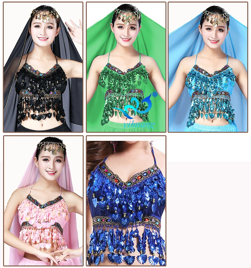 性感女士的阿拉伯亮片流苏珠珠肚皮舞绷带胸罩顶级 bellydance 胸罩