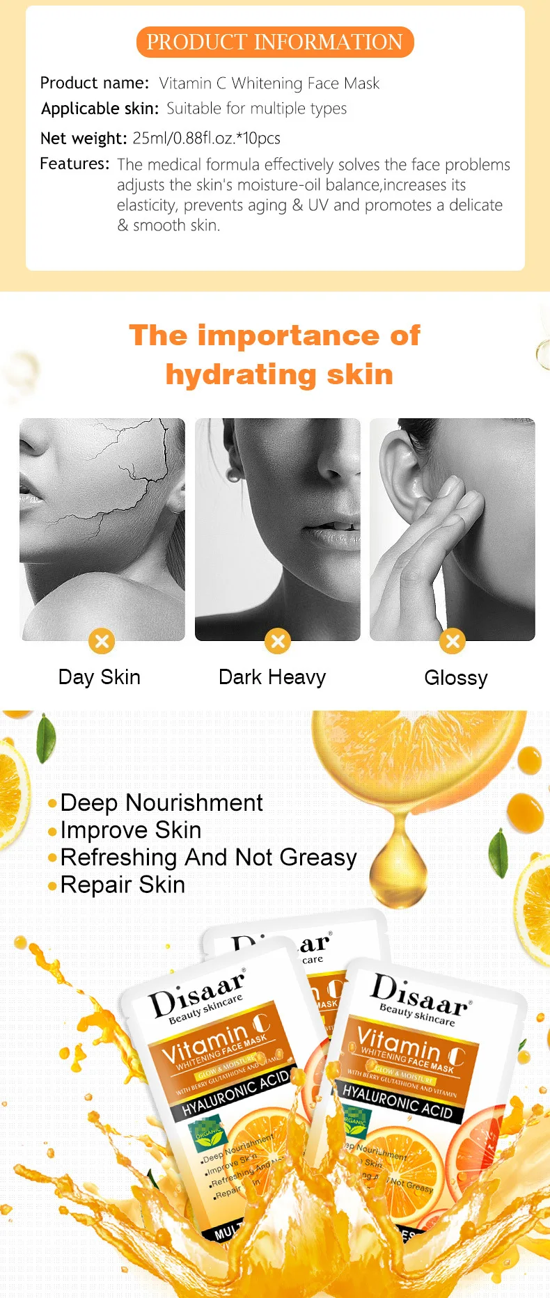 Disaar Original Liquid And Moisturizing Whitening Vitamin C Face Mask