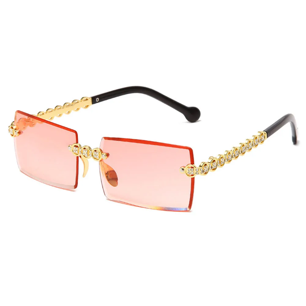 

Sparloo 10039 Rhinestone Diamonds Rimless Rectangle Shades Sunglasses 2021 Bling Shades