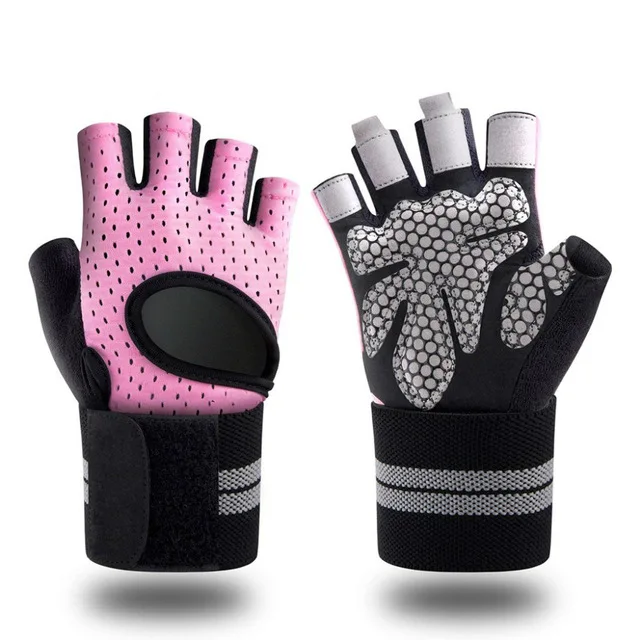 

Custom Outdoor Guantes Gym Gloves Sport Fitness Exercise Gloves Sarung Tangan Fingerless Mitten Knuckle Guard Compression Gloves, Black pink red