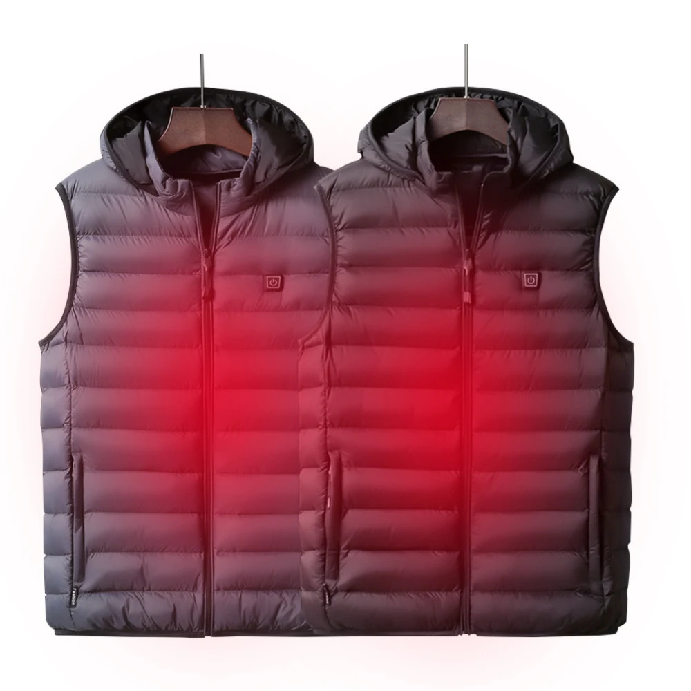 

New Design Winter Fashion Digital LED Control Man Sleeveless Gray Vest Winter Sport Outdoor Clothes