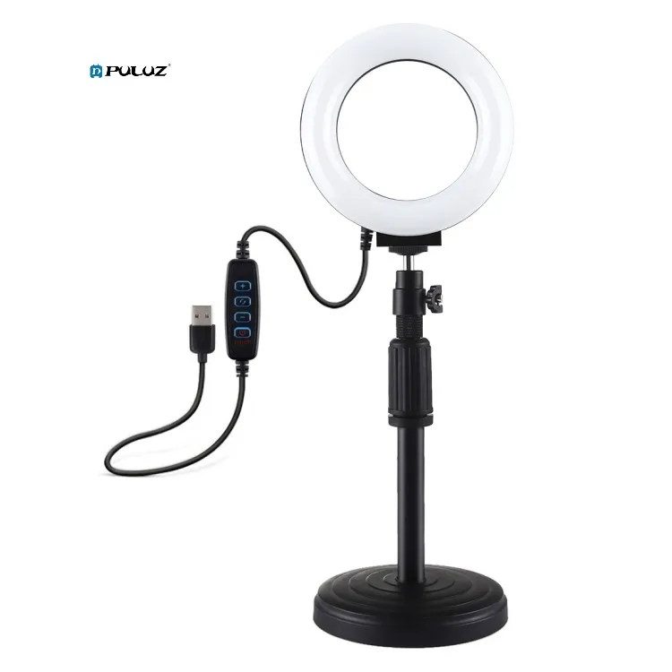 

Top sale PULUZ 4.7 inch 3 Modes USB Dimmable LED Ring Vlogging Video Light with Round Base Desktop Mount