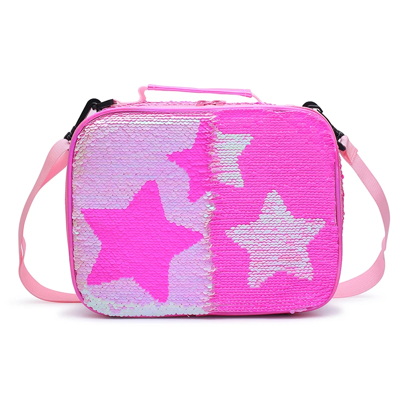 

Insulated Mermaid Lunch Box, Reversible Sequin Lunch Tote Bag, Handheld Durable Thermal Reusable School Lunch Tote Glitter, Rose red