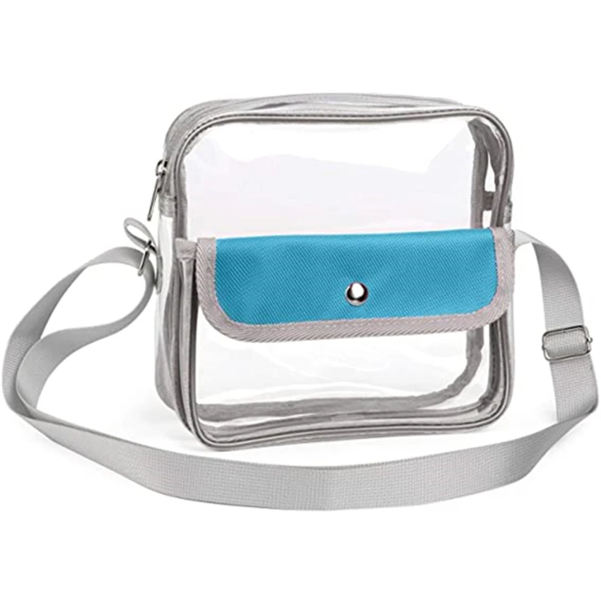 

Clear Purse Stadium Approved Bag, Blue & pink
