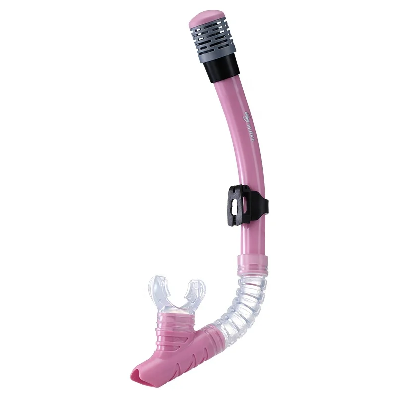 

Professional silicone freediving waterproof pink diving dry swimming snorkel