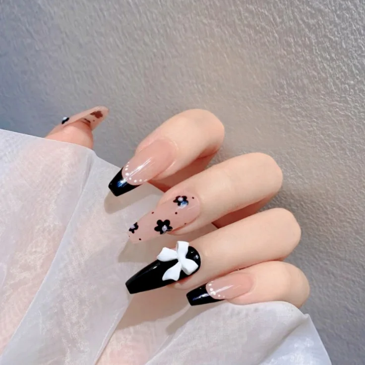 

french tip press on nails false trendy press on nails