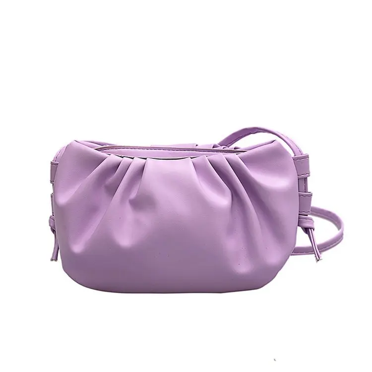 

2020 Hot Selling Crossbody Bag Solid Luxury Soft Clutch Leather Cute Girls Cloud Dumpling Bag, Green/black/purple/pink/white