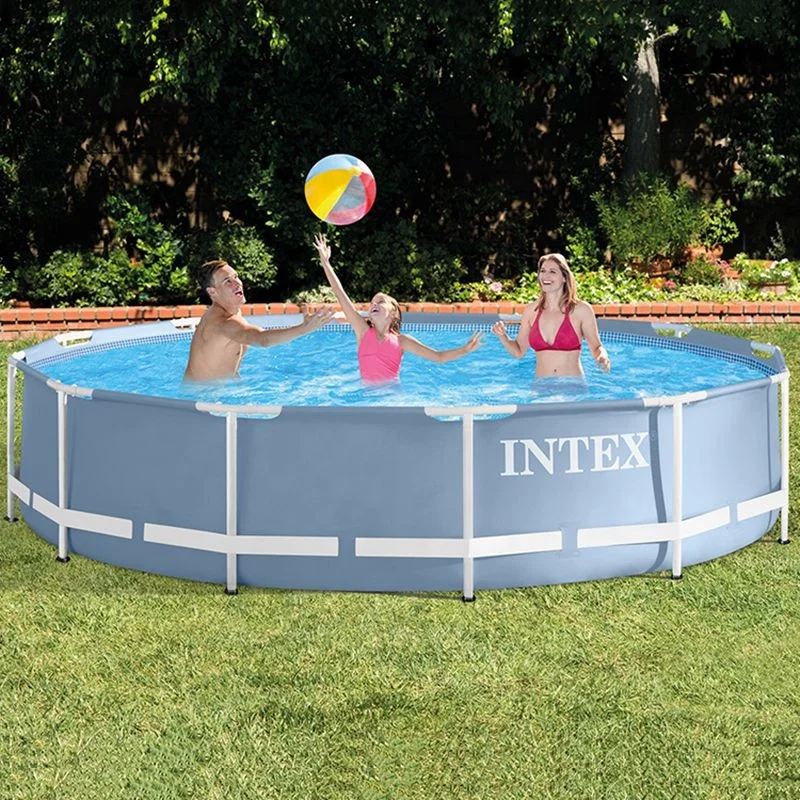 

Buy Above Ground Steel Pool For Swimming Pool Garden Round Intex 10 ft. x 30 inch Prism Frame Pool Set, Blue/white color