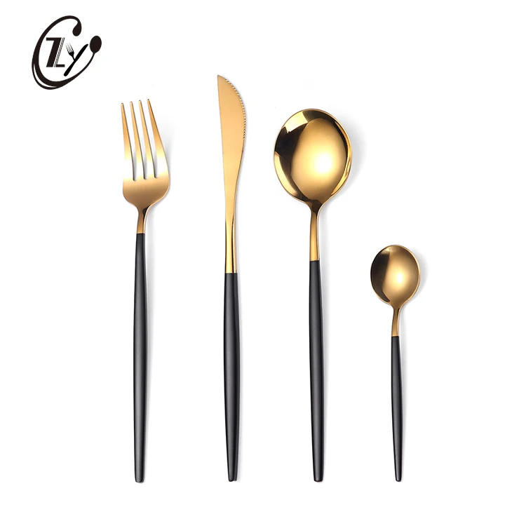 

Fork Creative Design PVD Gold Plated Gold Cutlery Set Stainless Steel Flatware Sets, Customized