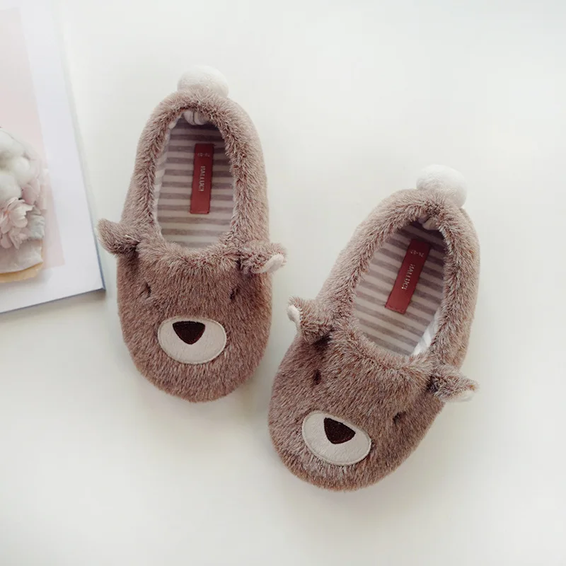 

Lovely Plush Fast Shipping Kids Toddler Size Teddy Bear Slipper Comfortable House Slippers Woman Furry Fur Slides