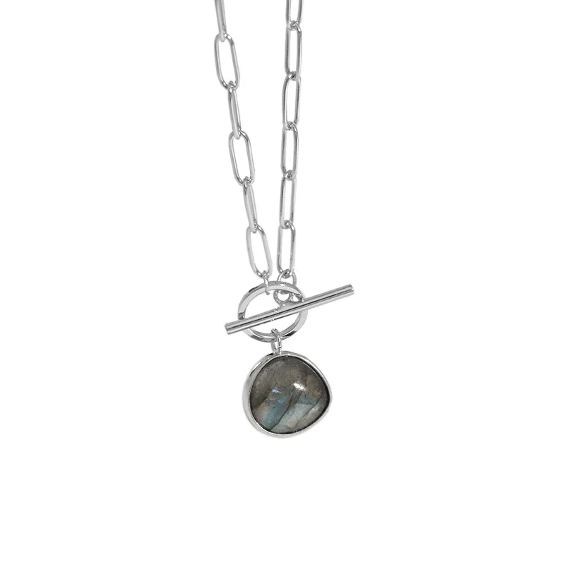 

New Trend Stone Jewelry OT Buckle Crystal Necklace 925 Sterling Silver Necklace for Ladies, Color for choice