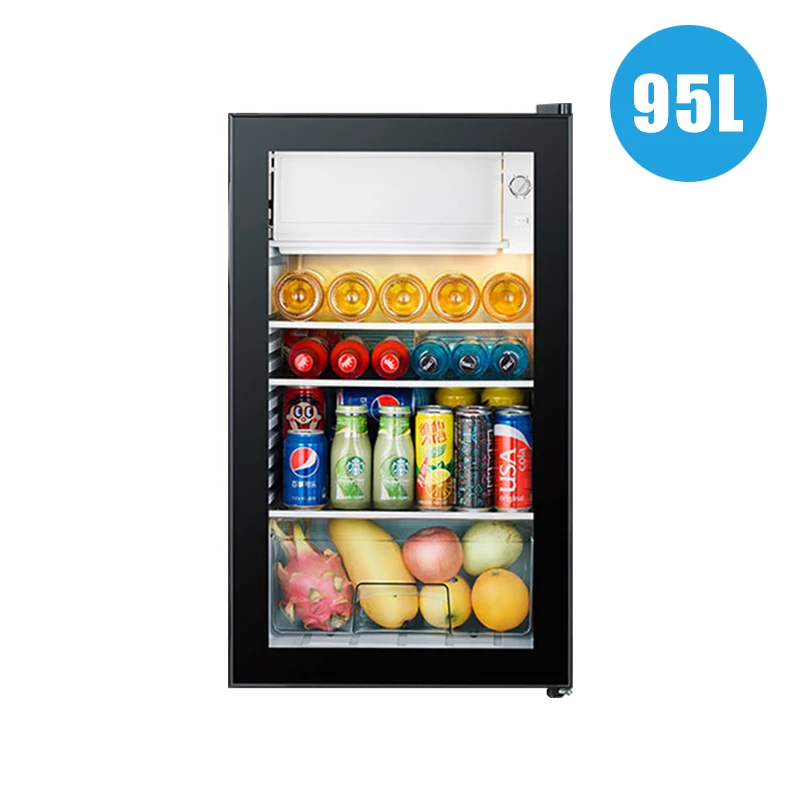 
62L/95L Hotel Glass Door Mini Bar Fridge Commercial Display Refrigerator Directly Cooling Mini Fridge 