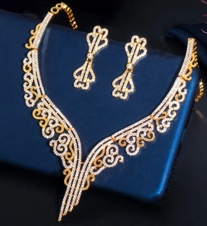 

classic vintage Dubai baguette noble earrings jewelry sets for lady dinner dress accessory