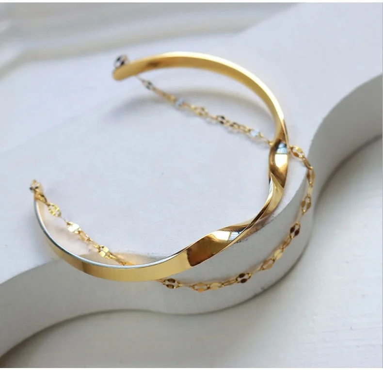 

Stainless Steel 18k Gold-plated Jewelry minimalist Chain & Link Twisted Bracelets
