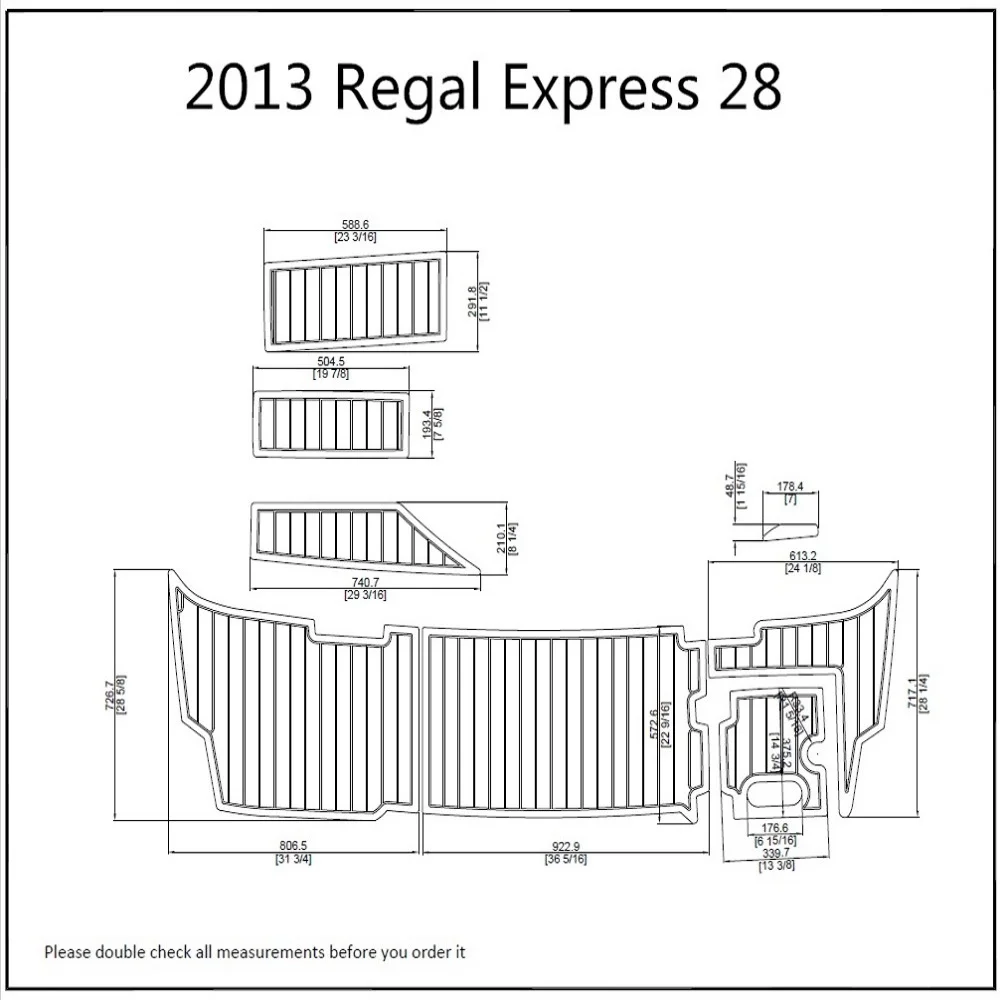 

2013 Regal Express 28 Pad Boat EVA Teak Decking 1/4" 6mm