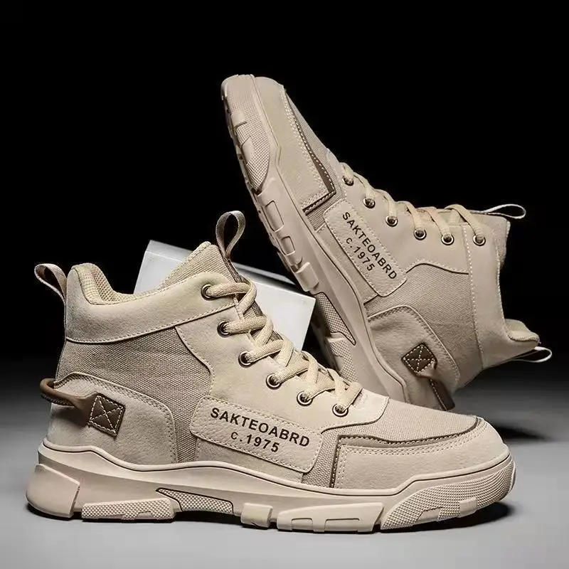 

2023 Autumn and Winter New High-Top Men's Sneakers Casual Fashion Solid Color Sports Student Shoes Warm Martin Boots