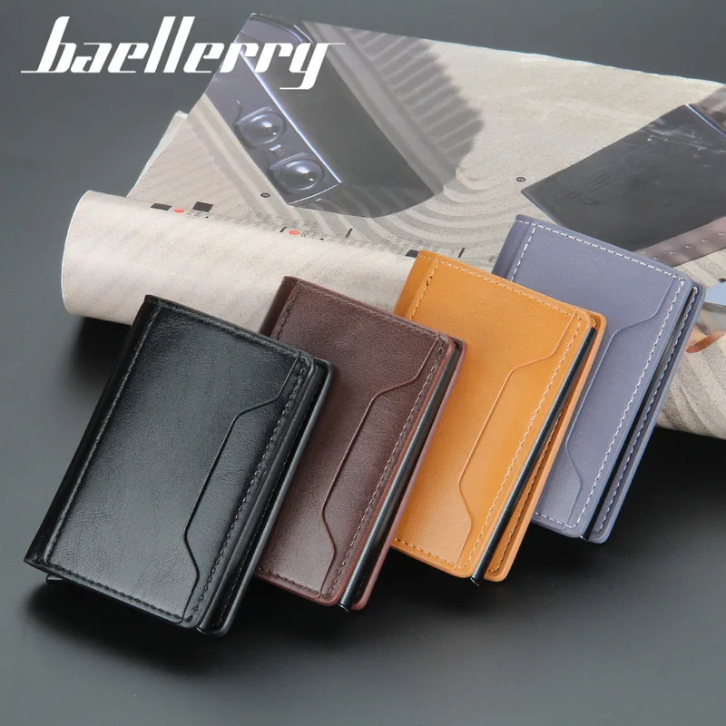 

Slim Wallet Card Holder PU Leather Minimalist RFID Aluminum Card Holder