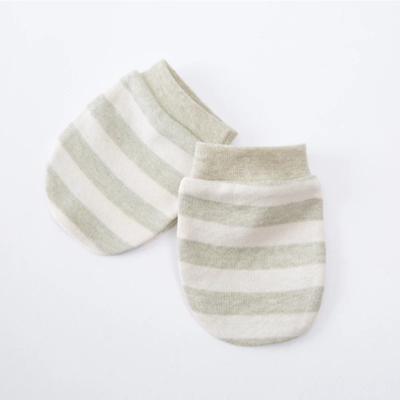 
Top quality 100% organic cotton knitted newborn warm baby gloves scratch teething mittens 