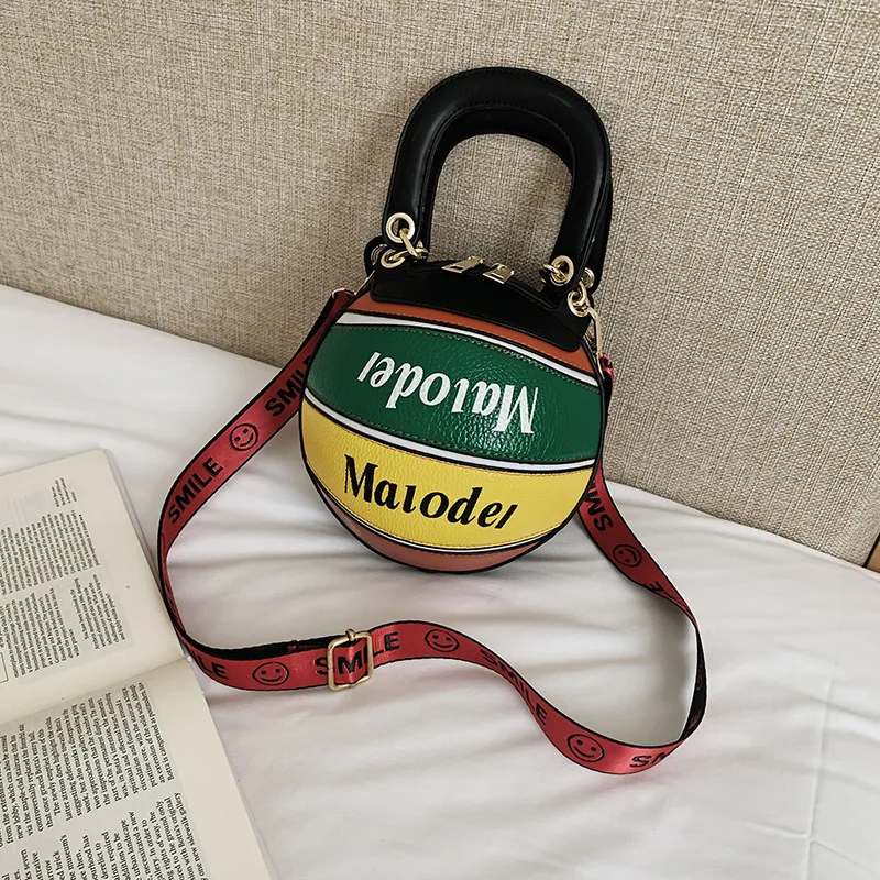 

2020 New Designer Luxury Branded Fashion Basketball Shaped Round Purse Chain Shoulder Tote Bag Handbag for Girl and Lady