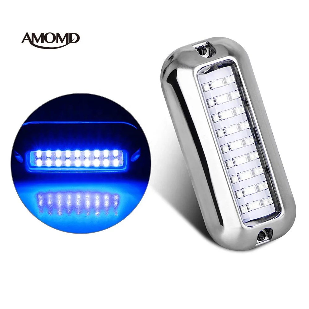 AMOMD DC 12V Waterproof Blue LED Fishing Marine Boat Underwater Lights