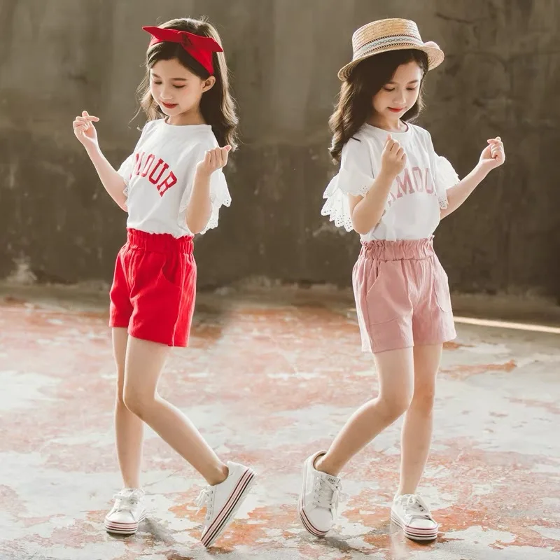 

2021 Summer Girl Baby Short Sleeve Set Two Piece Cute Children's Dress Set