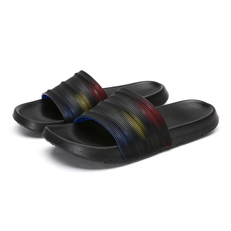 

New Cheap Outdoor Flat-bottomed Slides Slipper Summer Men Slippers Black Fashionable And Lightweight Men Slipper Indor, Black,blue