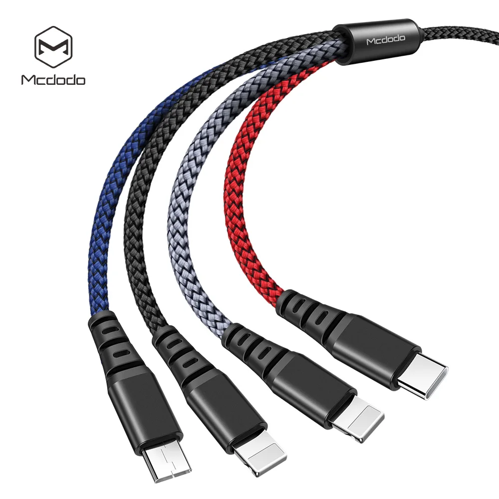 

Mcdodo Nylon Braided Aluminium Alloy 3 in 1 4 in 1 Red Wire Data USB Cable, Multi 3 in 1 Cable Charger, Black+red/blue/black