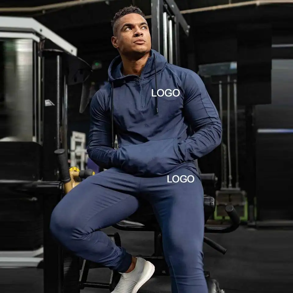 Wholesale Cotton Fleece Hooded 1/4 Zip Mens Hoodies Sweatshirt Plain Vintage Embroidered Custom Men Sweatshirt