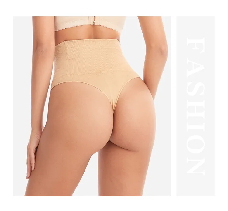 

Cheap High Quality Thong Seamless Women Slim High Waist Tummy Control Butt Lifter Shapewear, As shown