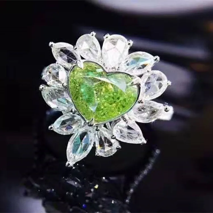 

beautiful wedding diamond jewelry dual use 18k gold 2.02ct GIA I1 natural fancy brownish greenish yellow diamond pendant ring