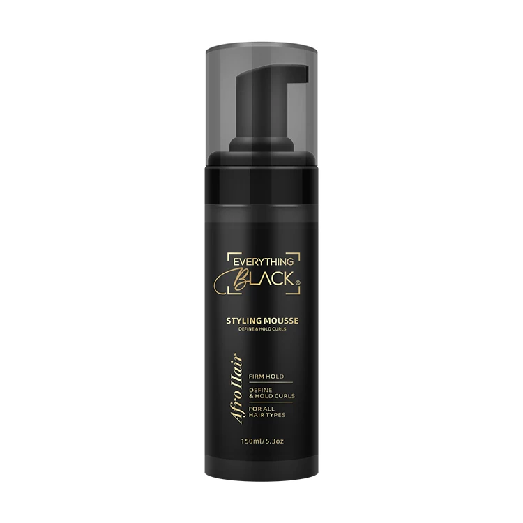 

EVERYTHING BLACK custom logo non sticky hair foam mousse for curl hair defining