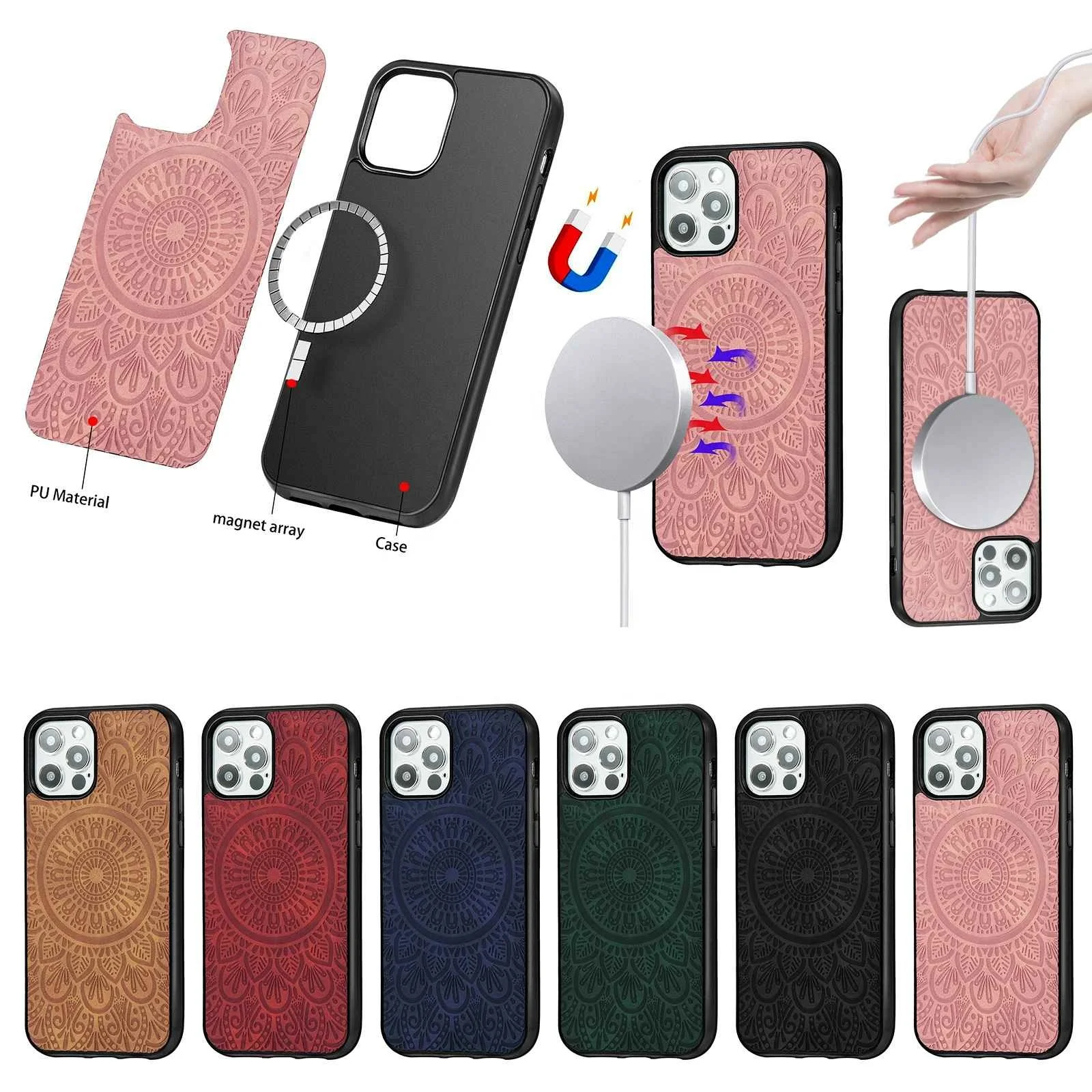 

Free sample new magnetic shockproof pu leather phone case for iphone 12 pro max mini, Multi