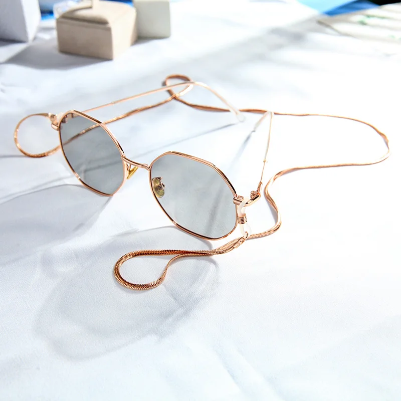 

Custom Jewelry Fashion Beaded Accessories Rose Gold Plated Snake Eyewear Masking Sunglasses Holder Glasses Chain Necklace